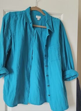 J CREW FACTORY gauze long sleeve top size medium
